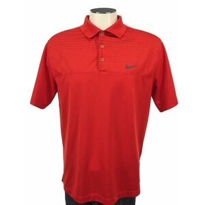 Nike Golf Polo Shirt L Red Dri Fit Vented Tennis Casual Mens‎